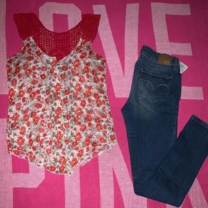 Shirt and Levi’s jeans